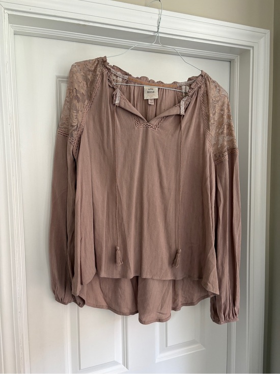 Knox Rose Tops - Knox Rose Boho Peasant Lace Top Women’s Large Cottagecore Girly Tassle Top